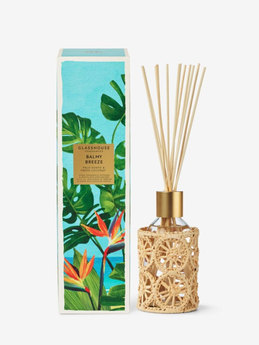 GLASSHOUSE FRAGRANCES Balmy Breeze Fragrance Diffuser 250mL NWT